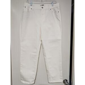 New TALBOTS 12 P White Jeans Flare Leg Flawless Five Pocket Pants NWT Petite